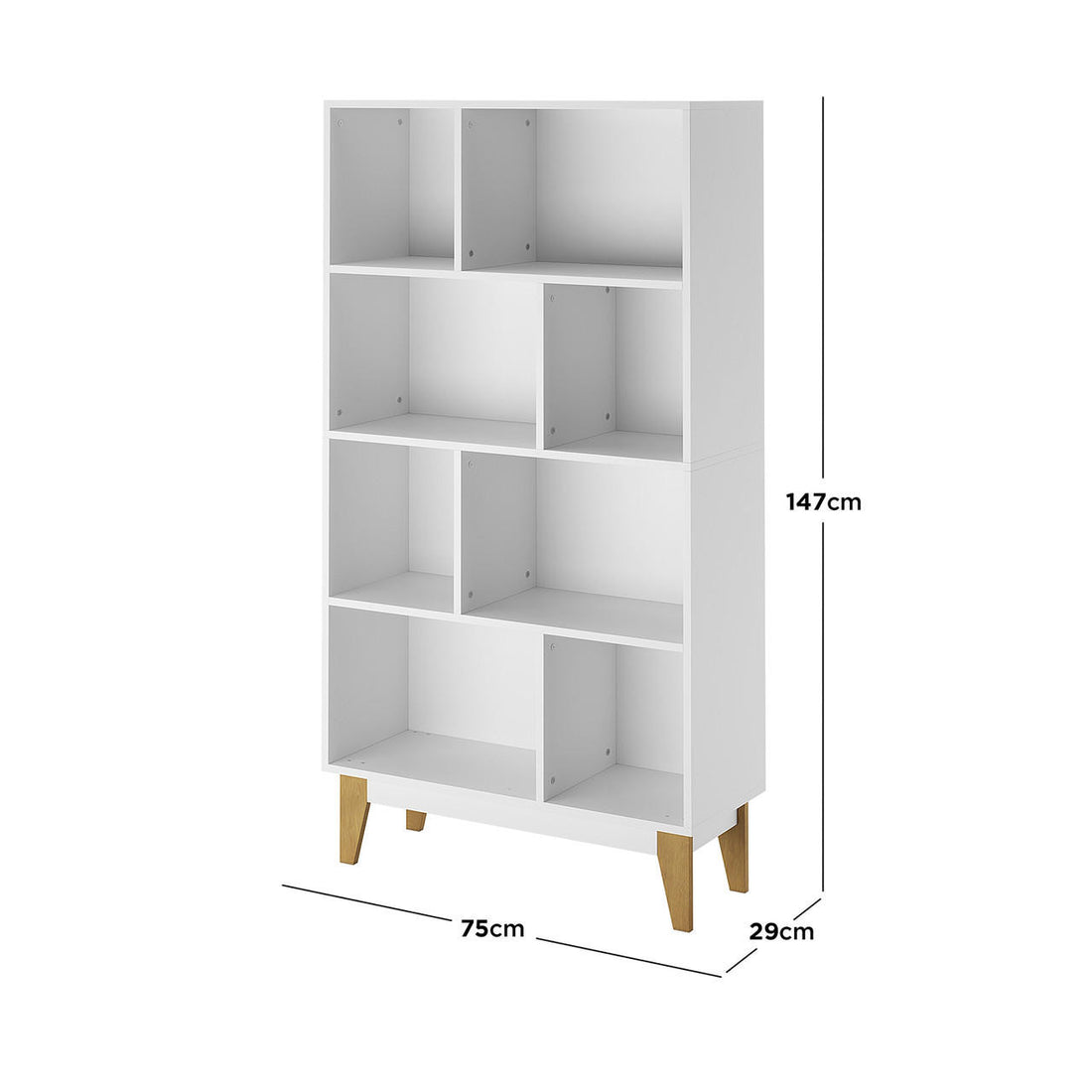Owen 4-Tier Storage Display Bookcase w/ Wooden Legs - White