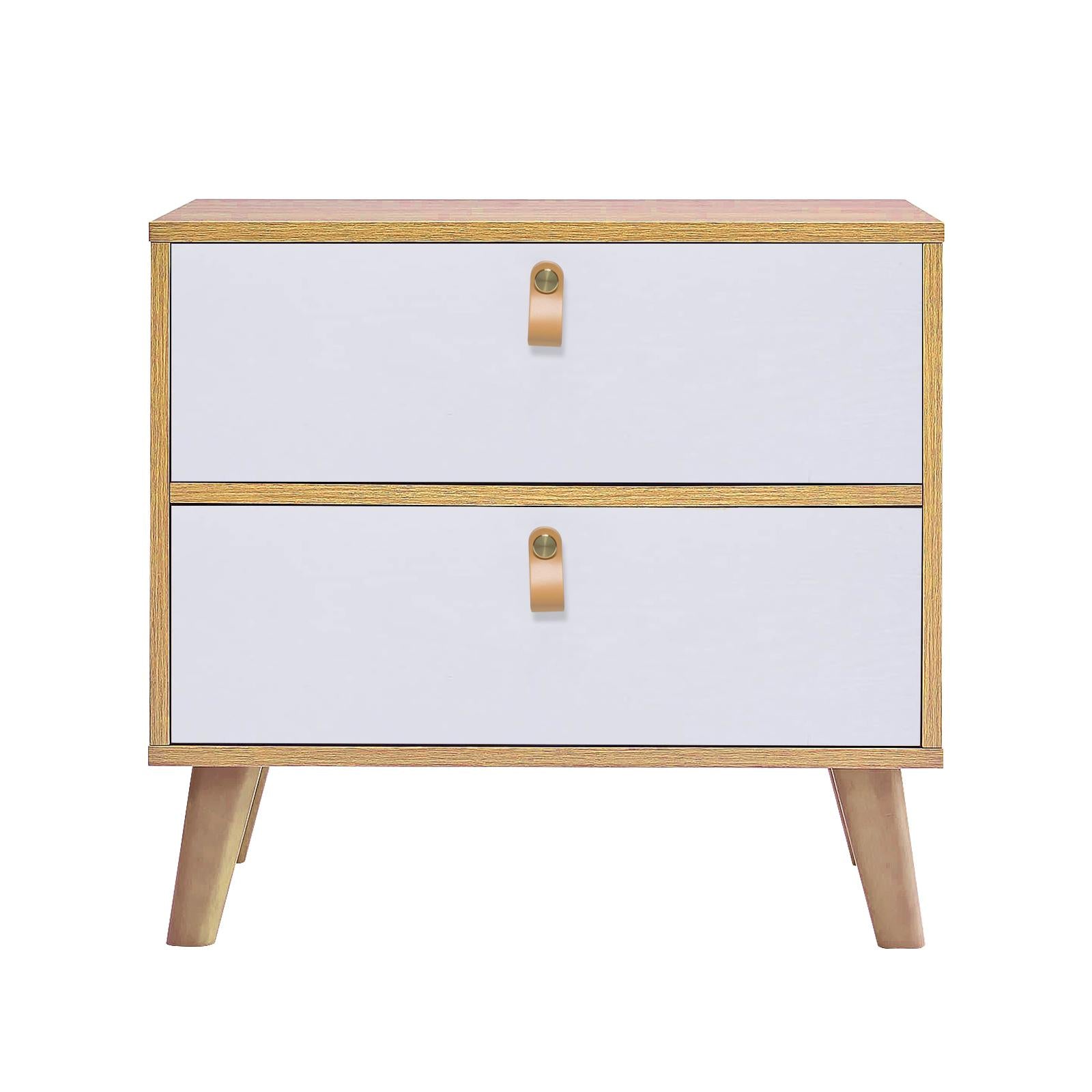 Sylvia Bedside Table with Drawers - White