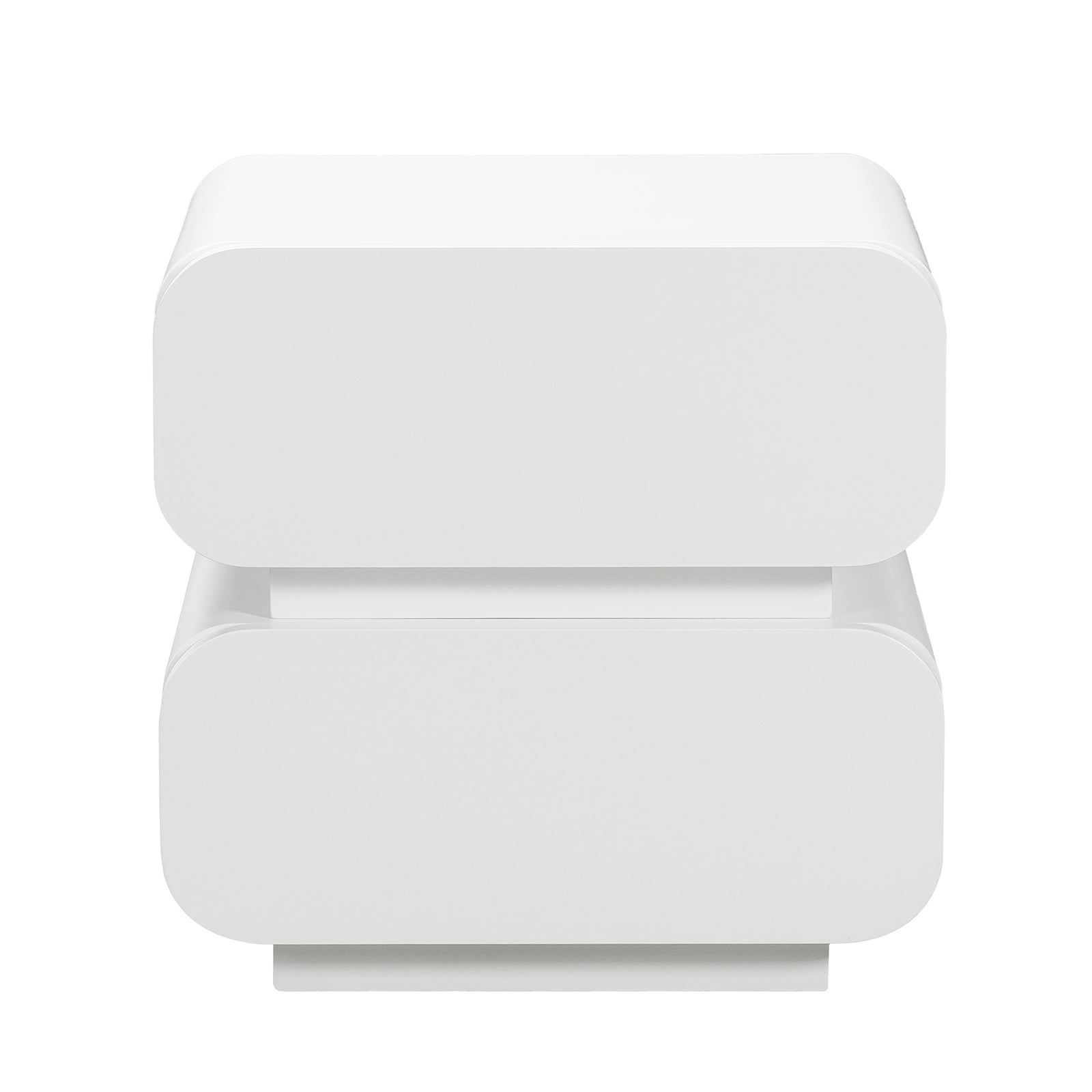 Zimerman 50cm 2-Drawer Bedside Table in White, featuring a modern design with clean lines, two spacious drawers, and a smooth finish, ideal for bedroom storage and decor display.