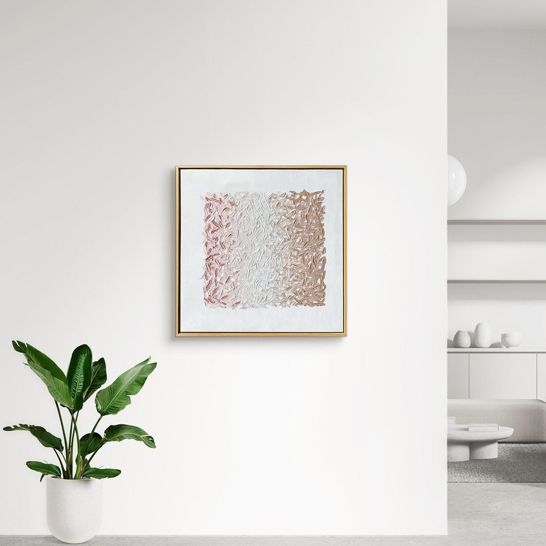 Lifestyle image of Amelia Textured Canvas Hanging Wall Art Frame - 80x80cm - Lifestyle