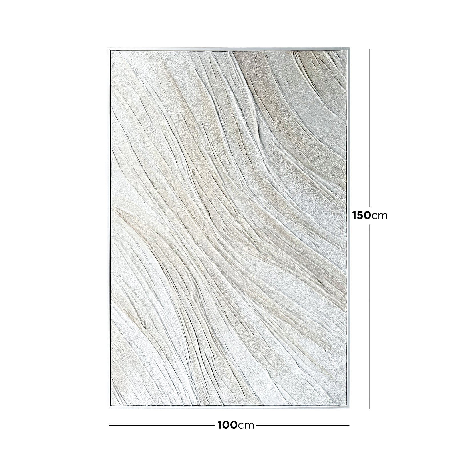 Dimensions of Anya Abstract Textured Wall Art: 100x150cm, showcasing its rectangular size, perfect for a contemporary focal point in various room settings.