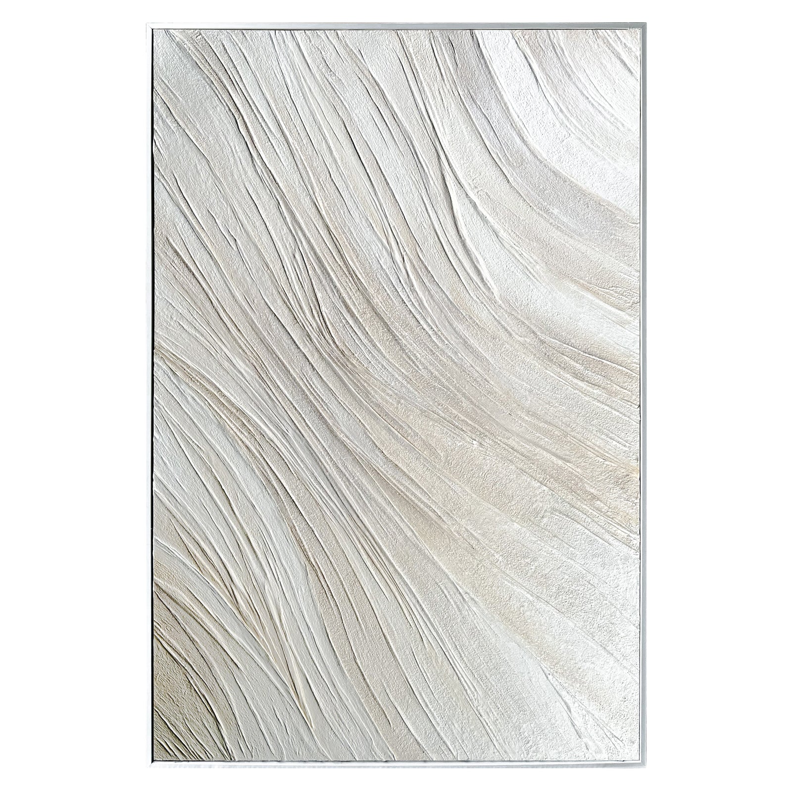 Front view of Anya Abstract Textured Hanging Canvas, featuring soft, flowing abstract patterns with a unique 3D textured surface and hand-painted gel finish.
