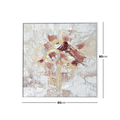 Bloom Abstract Textured Framed Canvas Wall Art with dimensions of 80x80cm, 4cm depth, for accurate space planning.