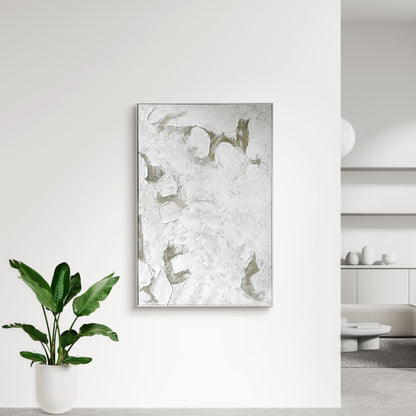 Luma Framed Textured Abstract Canvas displayed in a contemporary living space, demonstrating how its artful design and neutral palette enhance various interior styles.