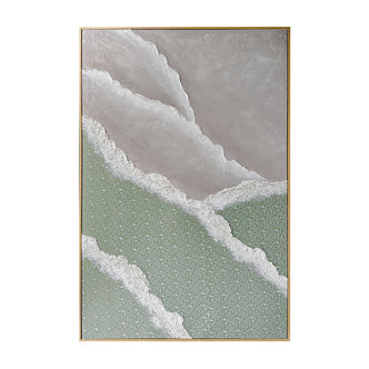 ront view of Nolan Modern Framed Textured Canvas, showcasing its contemporary abstract design with soft colors, bold 3D textures, and a hand-painted gel finish.