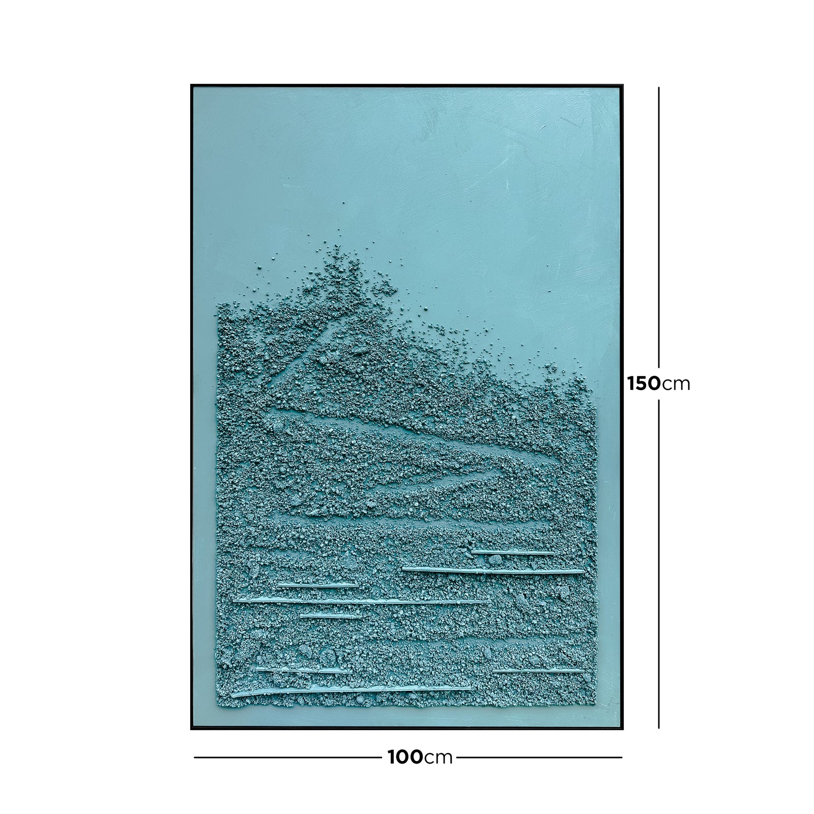 Dimensions of Solace Textured Paint Framed Canvas: 120x180cm, depicting its large rectangular size, perfect for making a bold artistic statement with textured depth.