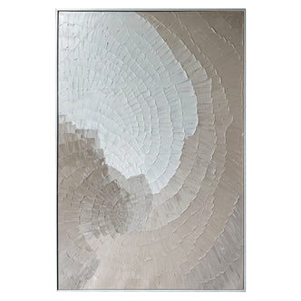 Front view of Zendaya Modern Textured Hanging Canvas, featuring a striking 3D textured geometric design with a neutral palette and hand-painted gel finish.