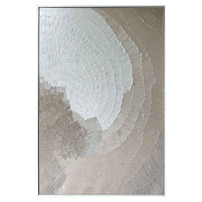 Front view of Zendaya Modern Textured Hanging Canvas, featuring a striking 3D textured geometric design with a neutral palette and hand-painted gel finish.
