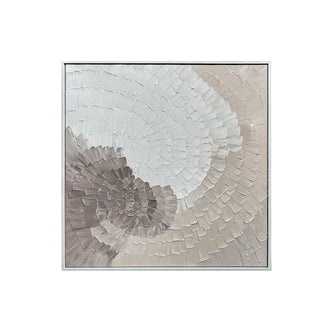 Front view of Zendaya Modern Textured Hanging Canvas, featuring a striking 3D textured geometric design with a neutral palette and hand-painted gel finish.