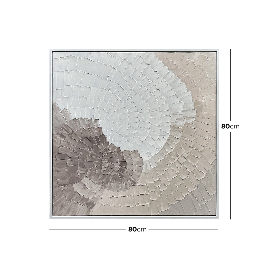 Dimensions of Zendaya Textured Wall Art: 80x80cm, illustrating its square size, ideal for accentuating smaller spaces or creating a gallery wall.