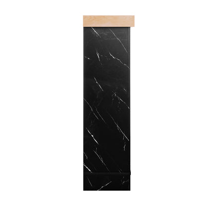 Side profile of Awaba Electric Fireplace 1950W with LED Flame and Timer - Black Marble