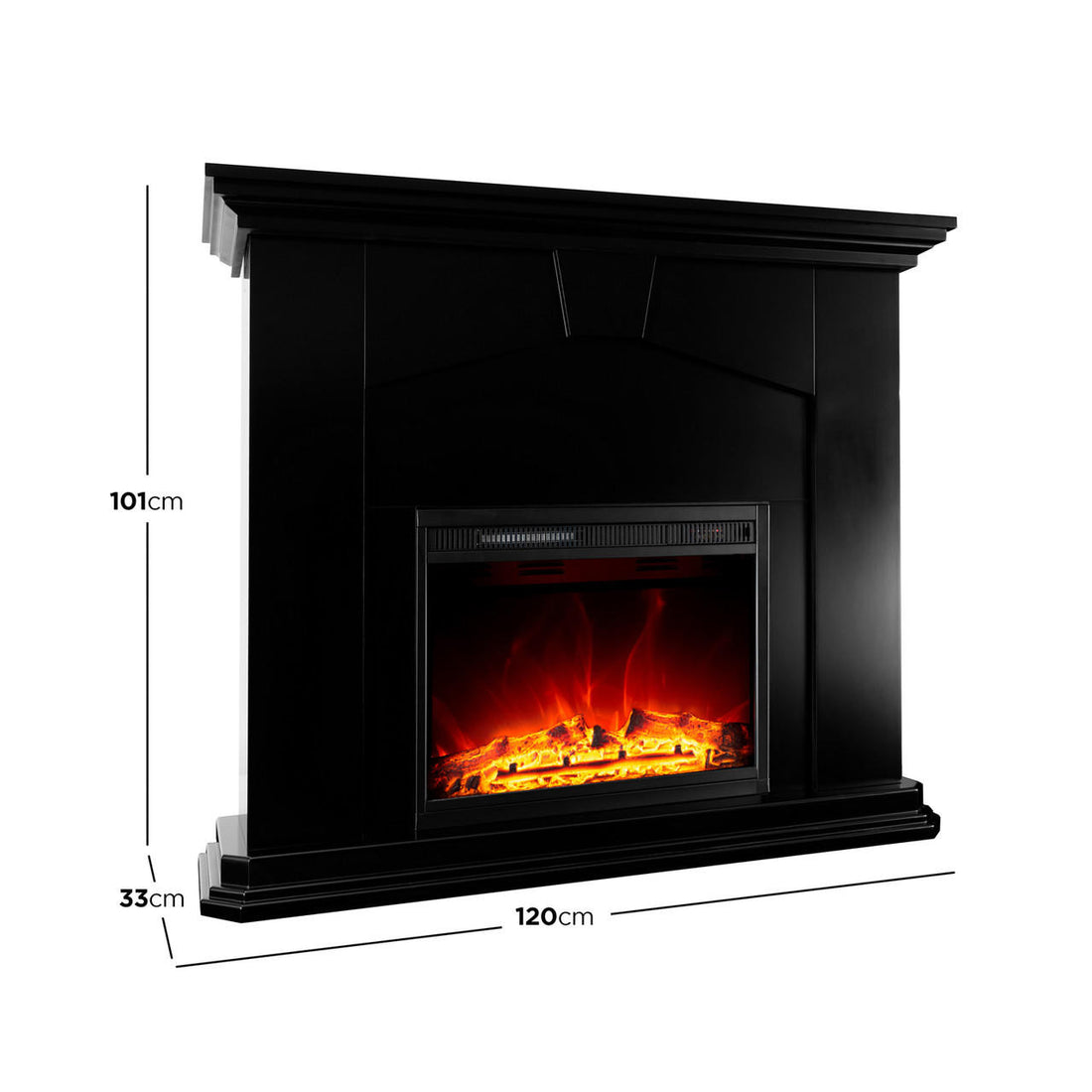 Vermont Free Standing 1600W Electric Fireplace Heater - Black
