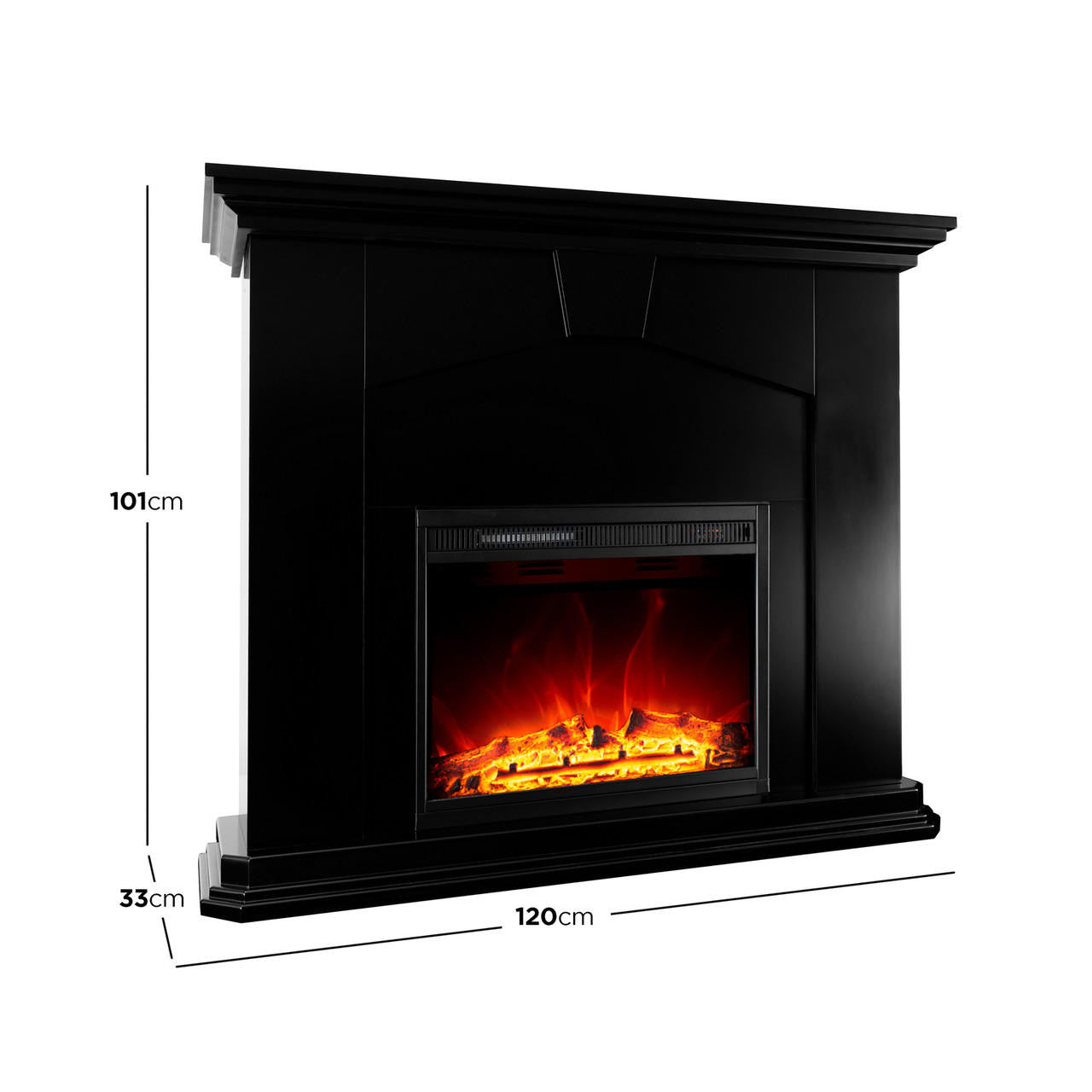 Vermont Free Standing 1600W Electric Fireplace Heater - Black