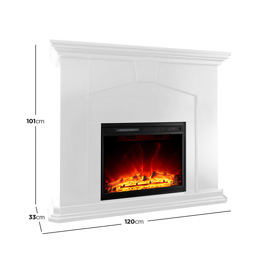 Vermont Free Standing 1600W Electric Fireplace Heater - White
