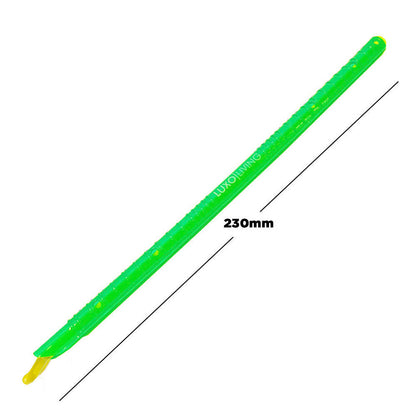 A single-piece plastic ear pick with a green ribbed handle and small yellow scoop at the tip, measuring 230mm, related to the product title 30pcs Reusable Sealing Clips - Green.