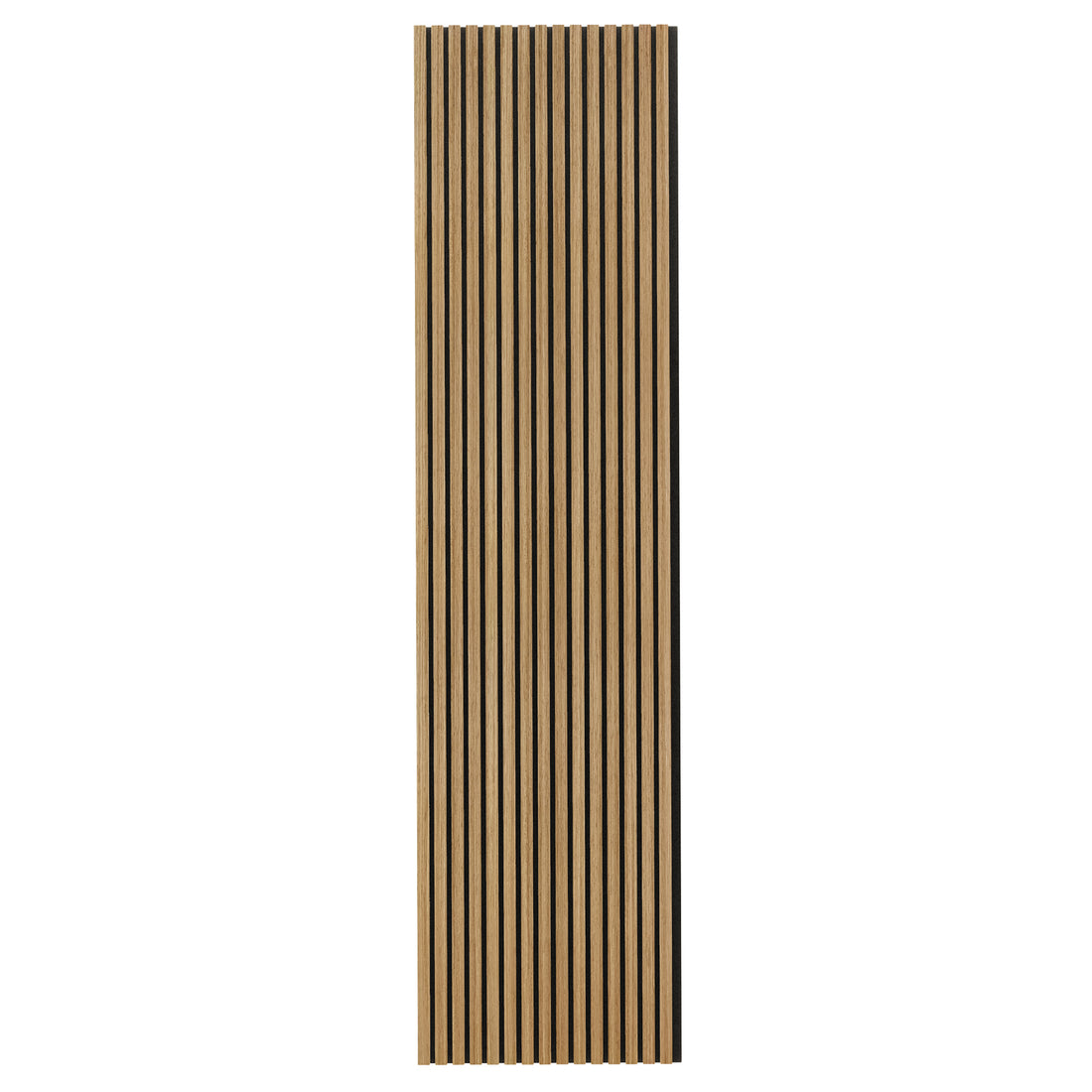 Close-up of the Agoran 240cm Acoustic Wood Slat Wall Panel Natural showcasing its sleek timber veneer finish, highlighting its modern design and slatted texture for noise reduction.