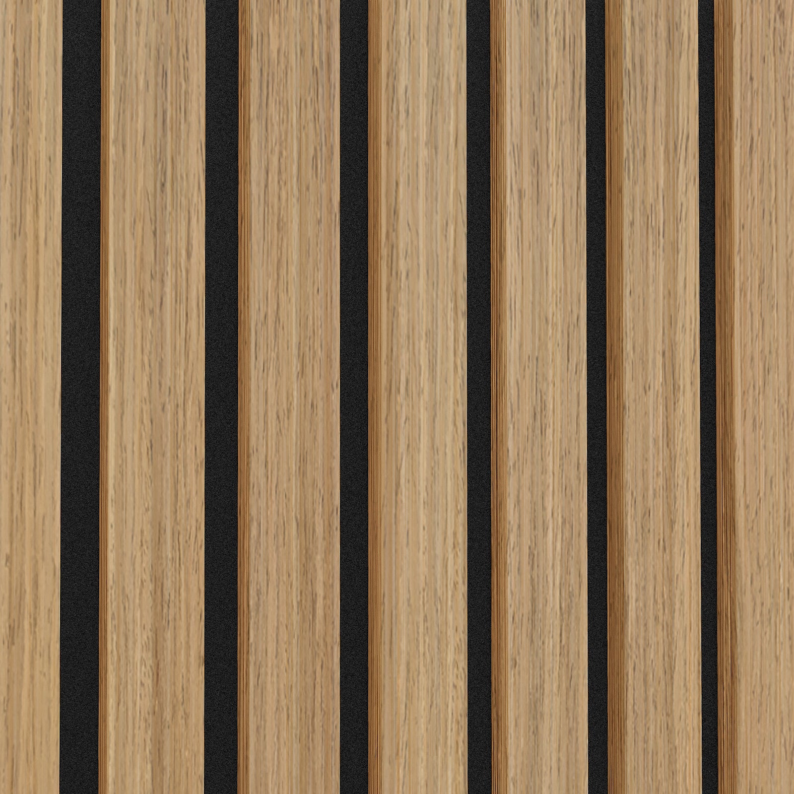 Close-up of the Agoran 240cm Acoustic Wood Slat Wall Panel Natural, highlighting its sleek, timber veneer slats with precise spacing, designed for stylish decor and effective noise reduction in modern interiors.