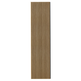 Agoran 270cm Acoustic Wood Slat Wall Panel Natural, showcasing a close-up of its textured wood surface, highlighting the sleek, rectangular slats designed for noise reduction and modern aesthetic appeal.