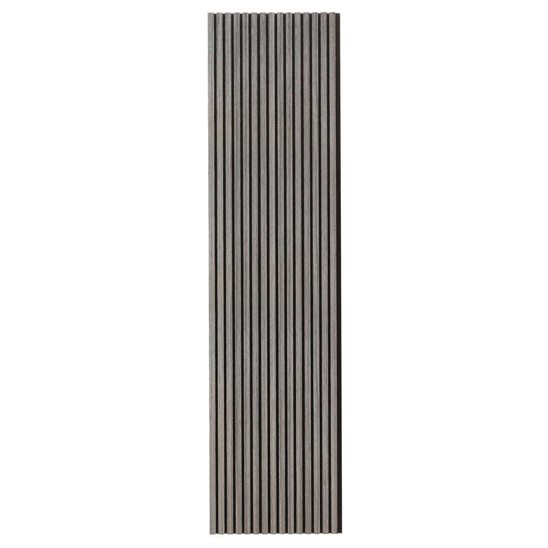 Close-up of the Agoran 270cm Acoustic Wood Slat Wall Panel Set of 2 Grey Oak, featuring sleek wood slats and a modern design, ideal for enhancing style and reducing noise in interiors.
