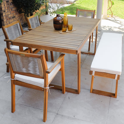 Albian 7 Seater Hardwood Outdoor Dining Set in Beige
