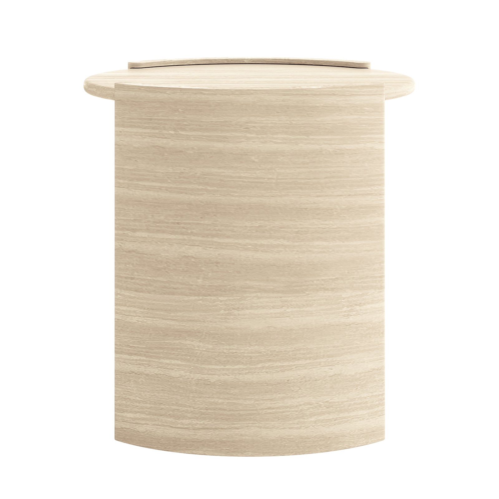 Behnaz 56cm Round Indoor/Outdoor Concrete Side Table Beige, featuring a sleek cylindrical design with a round top, displayed on a wooden table against a plain background, showcasing modern elegance.