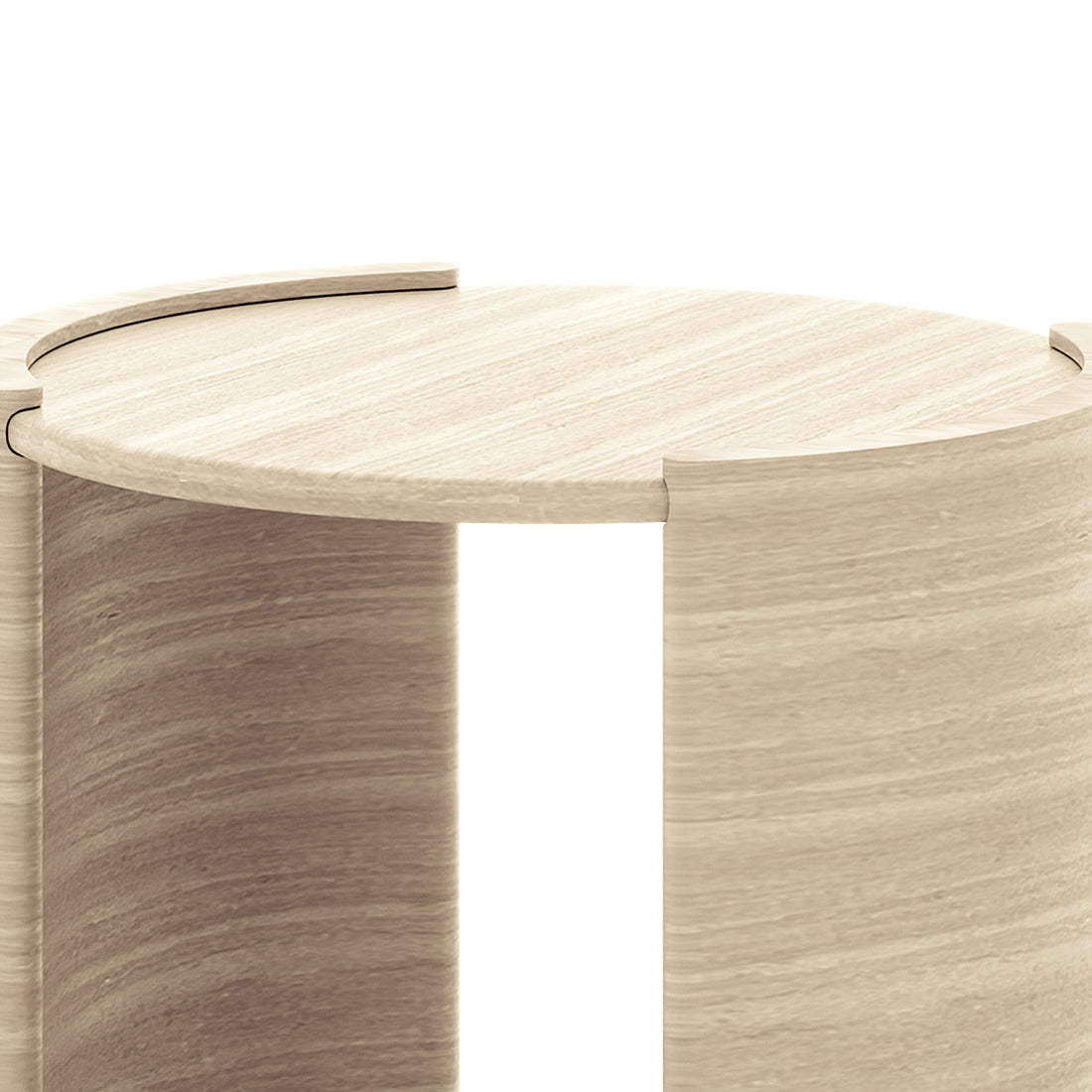 Behnaz 56cm Round Indoor/Outdoor Concrete Side Table with a curved, smooth wood-like surface, featuring a durable arched base design, ideal for versatile indoor and outdoor use.