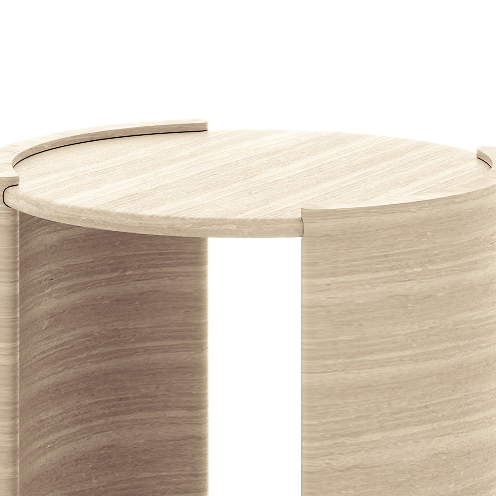 Behnaz 56cm Round Indoor/Outdoor Concrete Side Table with a curved, smooth wood-like surface, featuring a durable arched base design, ideal for versatile indoor and outdoor use.