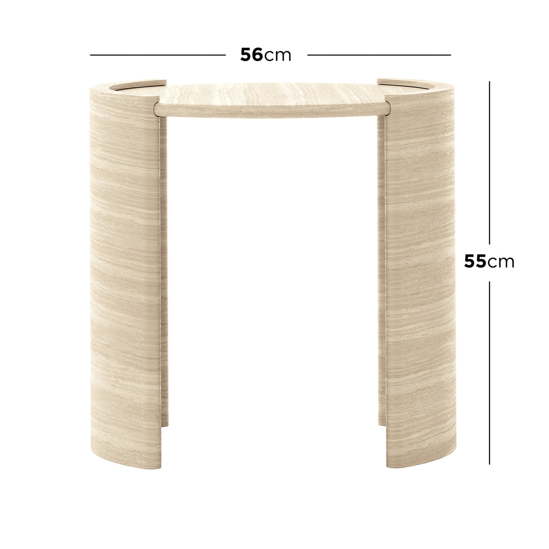 Behnaz 56cm Round Indoor/Outdoor Concrete Side Table with a sleek arched base, showcasing a modern, durable design suitable for versatile indoor and outdoor use.