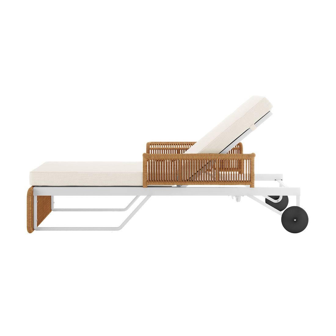 Boonoo Premium Aluminium Outdoor Rattan Sun Lounger - Cream White, featuring a sleek, adjustable design with plush cushions and a sturdy aluminium frame. Perfect for luxurious outdoor relaxation.