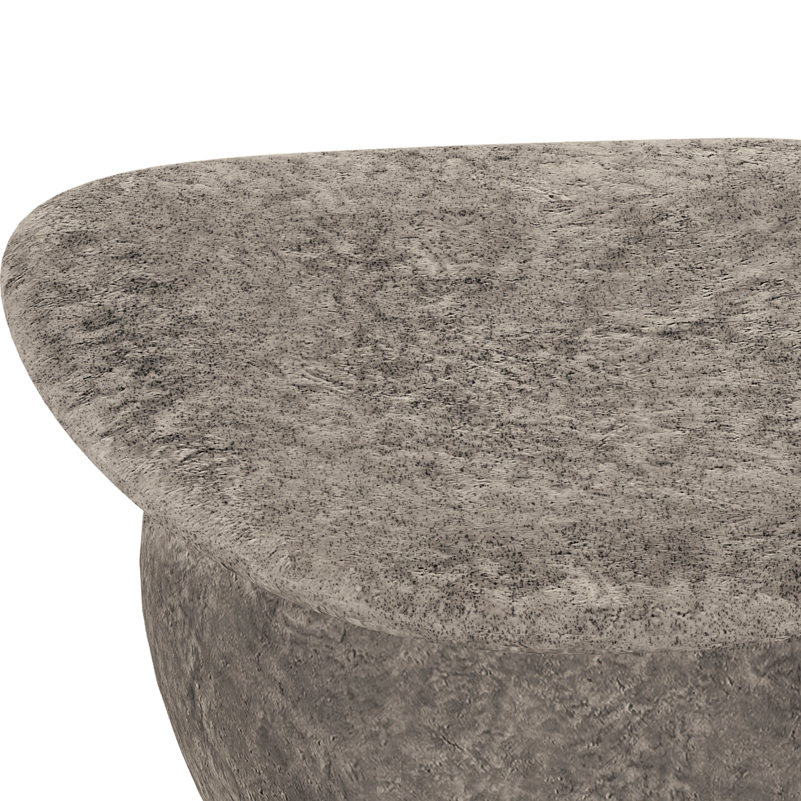 Close-up of the Cam Indoor & Outdoor Round Concrete Coffee Table – Stone, showcasing its textured concrete surface and robust round shape, emphasizing its modern farmhouse aesthetic and durable design.