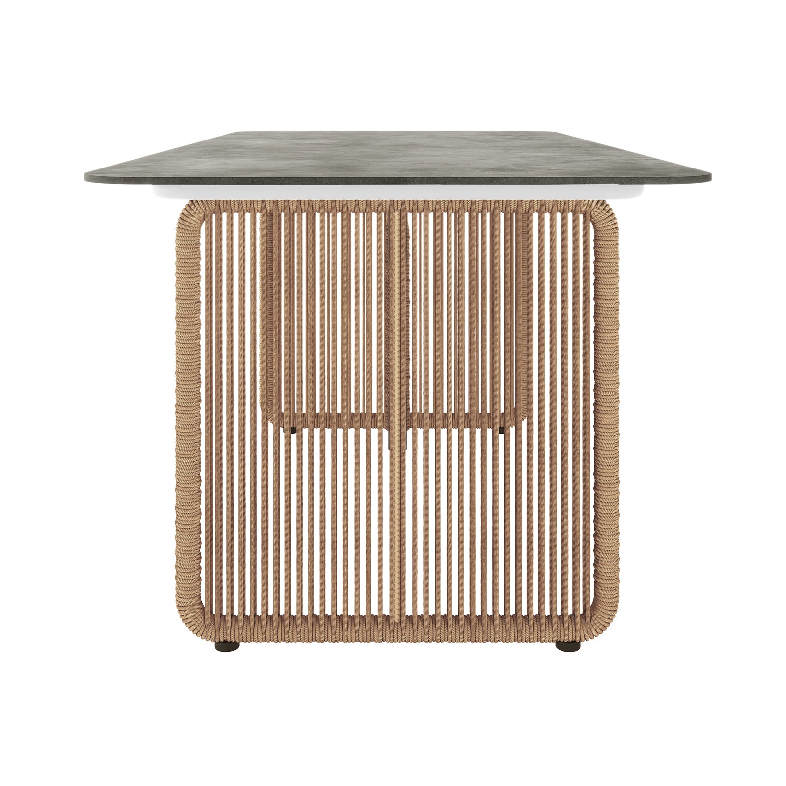 Craigie Premium 6-Seater Outdoor Dining Set with Ceramic Glass Table features a close-up of the rope detail, showcasing the sturdy design and craftsmanship of the table's structure.