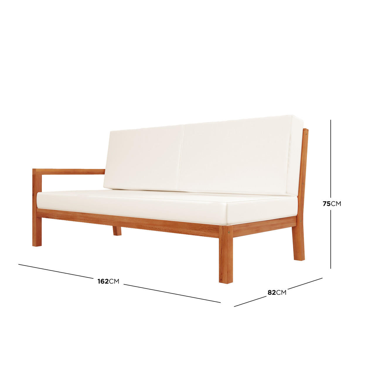Haiti 7 Seater Outdoor Timber Corner Sofa Set Cream, showcasing a close-up of its plush cream upholstery and sturdy wooden frame, ideal for stylish, comfortable outdoor seating.