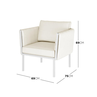 Hulupo 4 Seater Aluminium Outdoor Sofa Set - Cream White