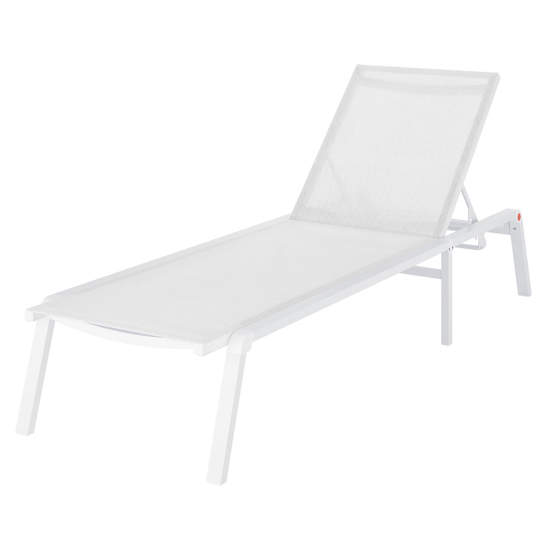 Jabari Textilene Aluminium Outdoor Sunbed in Cream White features an adjustable backrest, slim metal frame, and mesh fabric, perfect for poolside or patio relaxation.