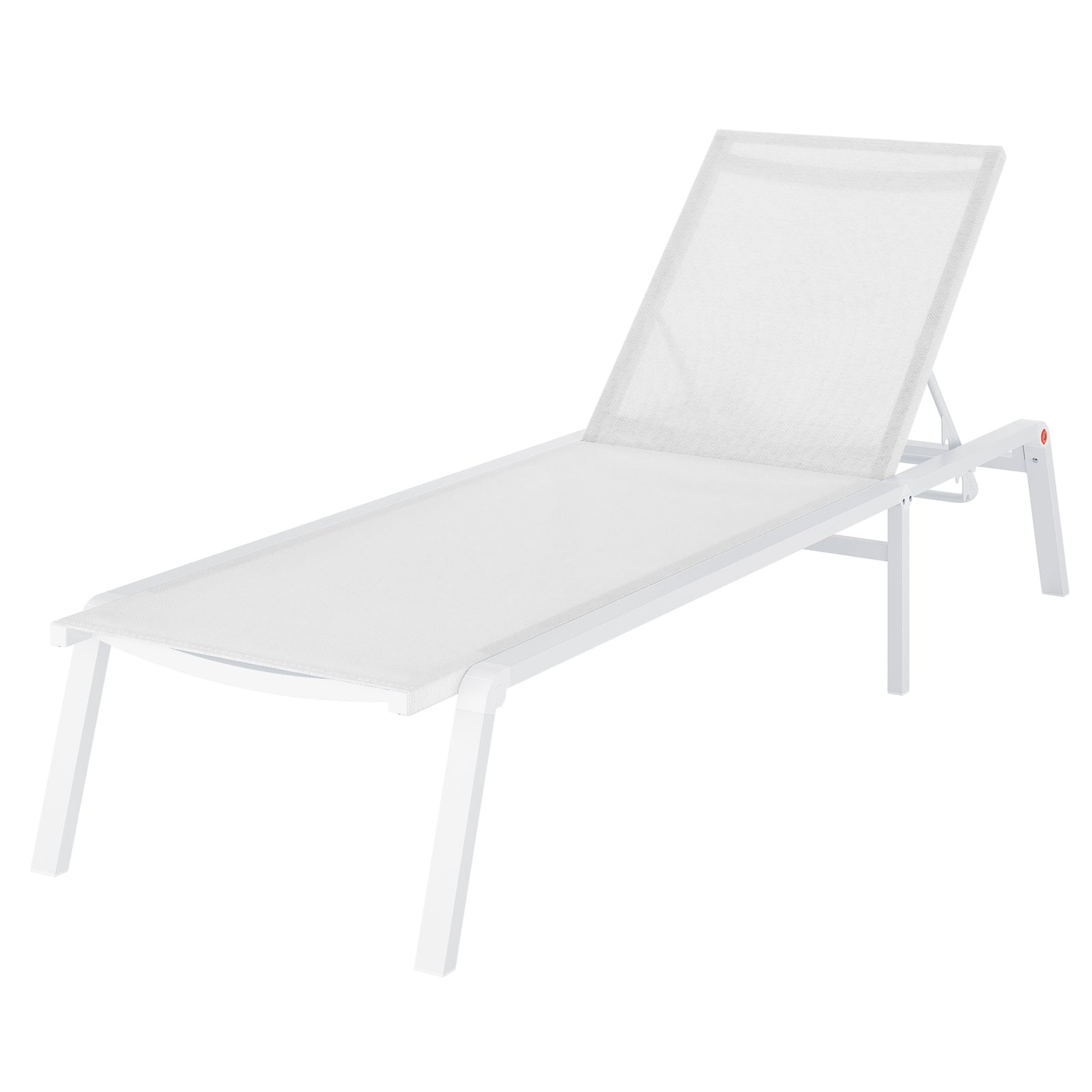 Jabari Textilene Aluminium Outdoor Sunbed in Cream White features an adjustable backrest, slim metal frame, and mesh fabric, perfect for poolside or patio relaxation.