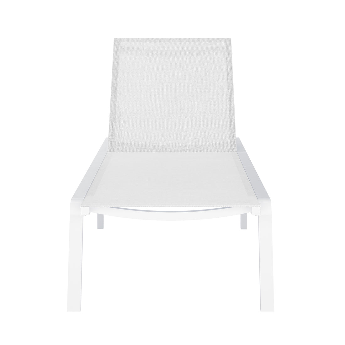 Jabari Textilene Aluminium Outdoor Sunbed in Cream White, showcasing a minimalist design with a sleek metal frame and mesh fabric seat, ideal for versatile outdoor relaxation.