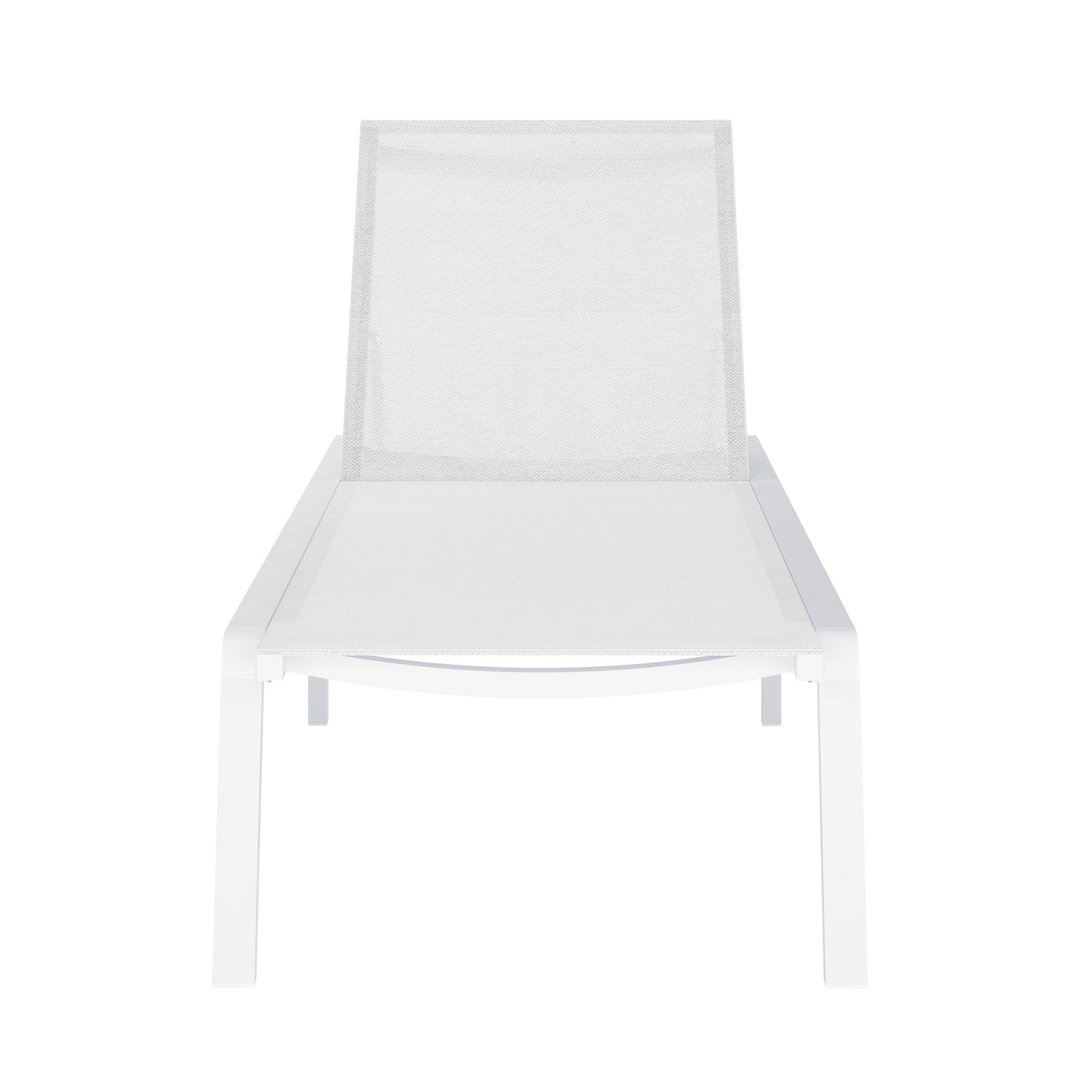 Jabari Textilene Aluminium Outdoor Sunbed in Cream White, showcasing a minimalist design with a sleek metal frame and mesh fabric seat, ideal for versatile outdoor relaxation.