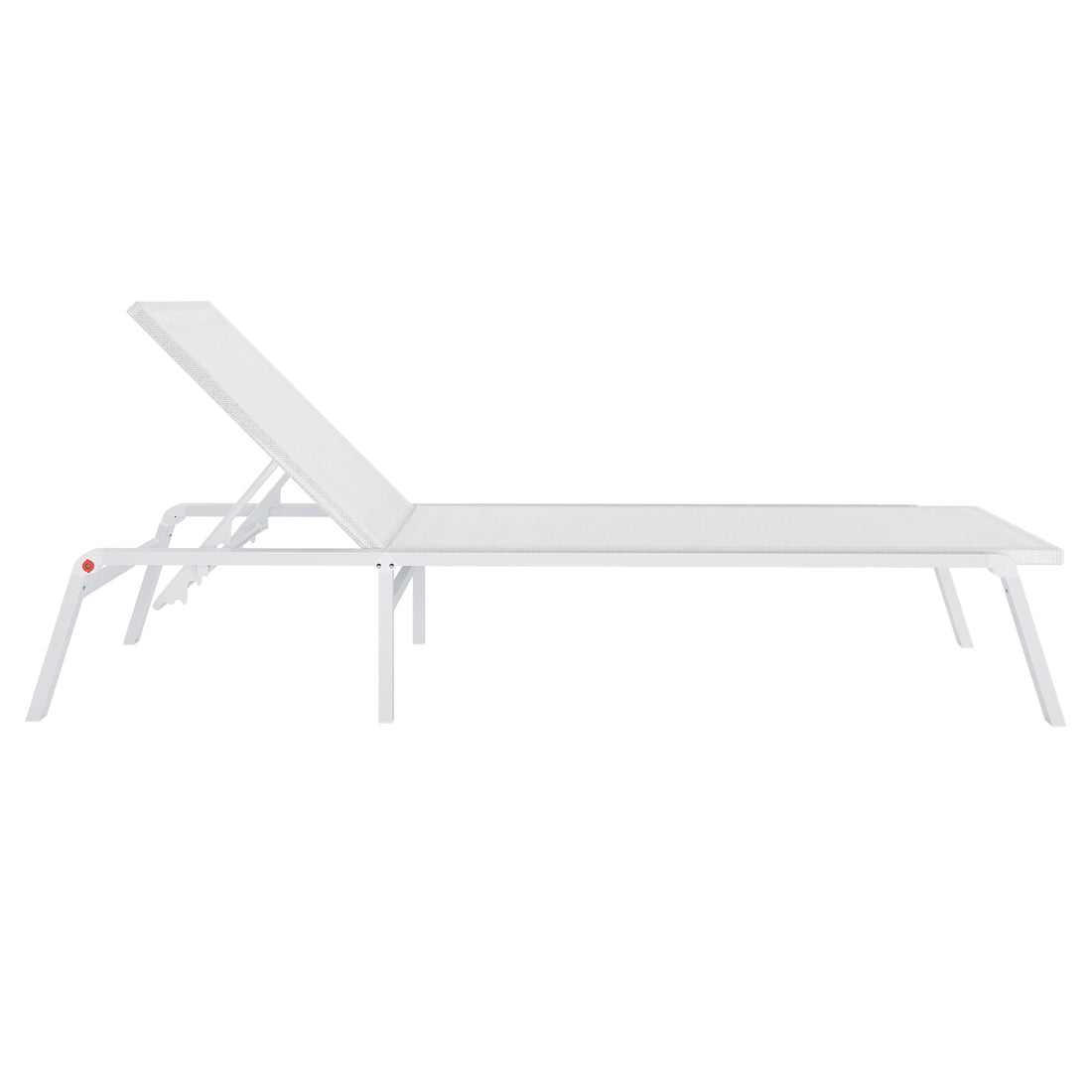Jabari Textilene Aluminium Outdoor Sunbed in Cream White features a mesh-style seating and adjustable backrest, showcasing its multi-position reclining ability, supported by a durable metal frame.