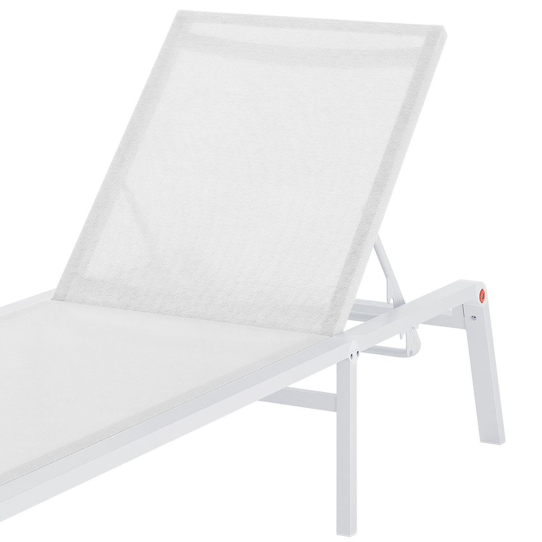 Jabari Textilene Aluminium Outdoor Sunbed in Cream White, showcasing a sleek metal frame with a tensioned mesh seat and adjustable backrest, designed for outdoor relaxation and durability.