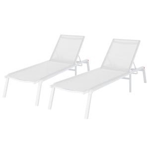 Jabari Textilene Aluminium Sunbed Set of 2 in Cream White