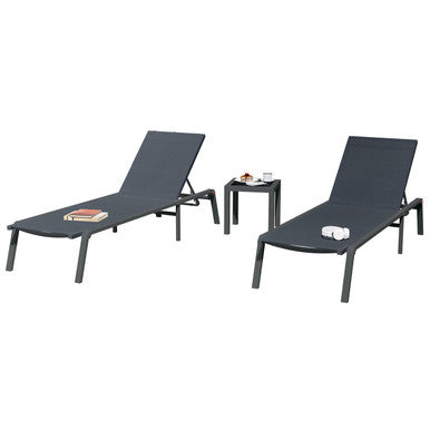 Jabari Sunbed & Utila Table Outdoor Lounge Set - Dark Grey