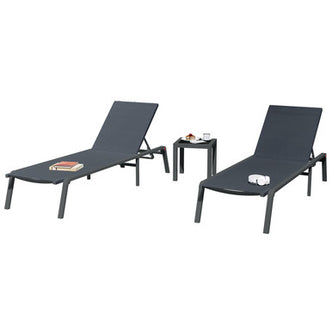 Jabari Sunbed & Utila Table Outdoor Lounge Set - Dark Grey