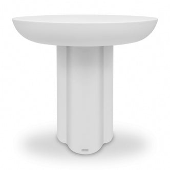 Jareth 80cm Round Concrete Outdoor Entry Table in White