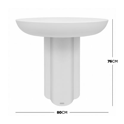 Jareth 80cm Round Concrete Outdoor Entry Table in White