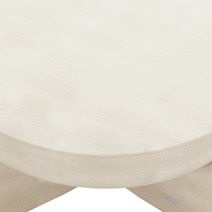 Close-up of Kora Antique White  Indoor Outdoor Concrete Pedestal Coffee Table surface texture, highlighting material detail