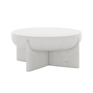 Kora Pedestal Round Outdoor Concrete Coffee Table in White