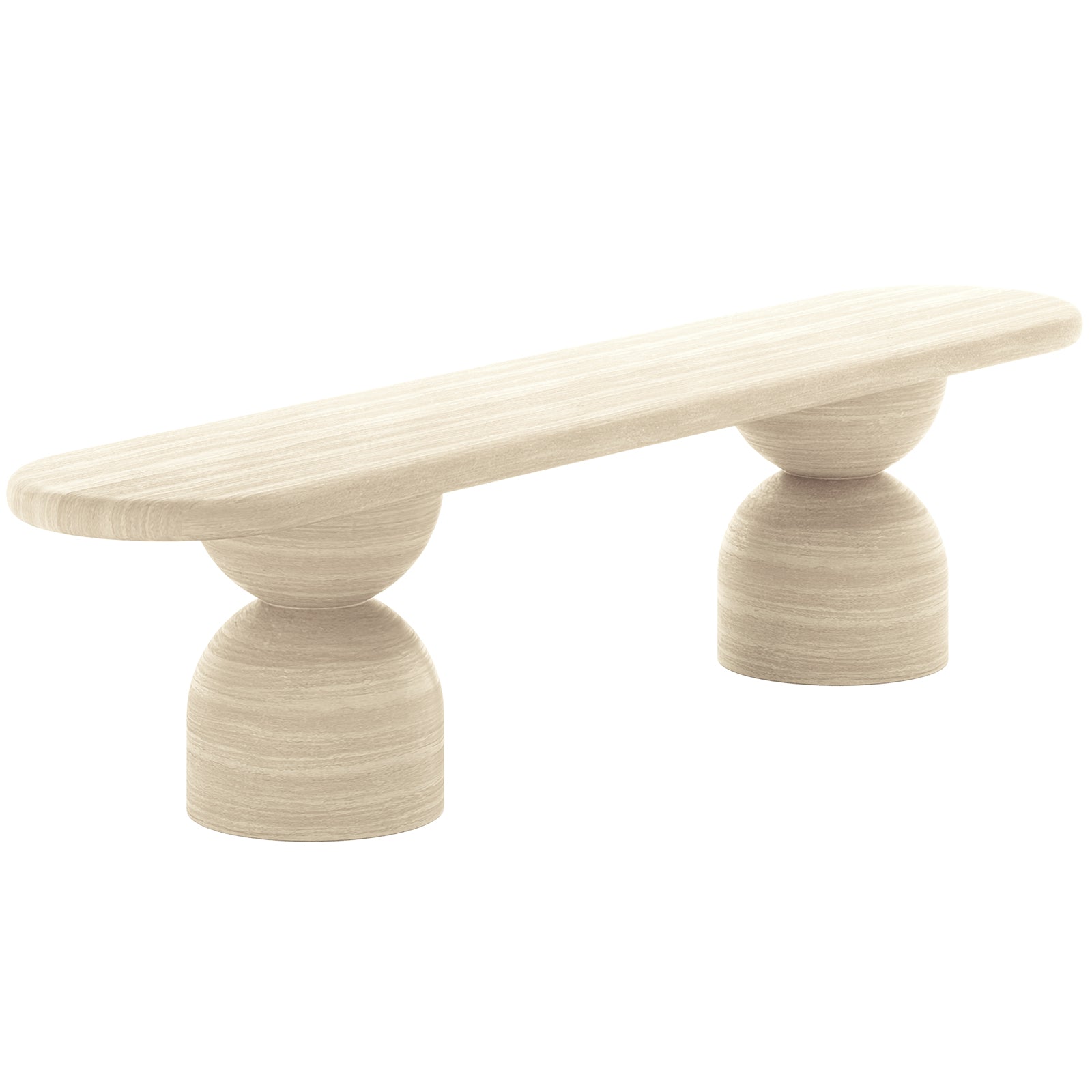 Lumen 200cm Oval Indoor/Outdoor Concrete Dining Bench Seat, featuring a sleek oval design with a cone-shaped base, ideal for modern indoor or outdoor dining settings.