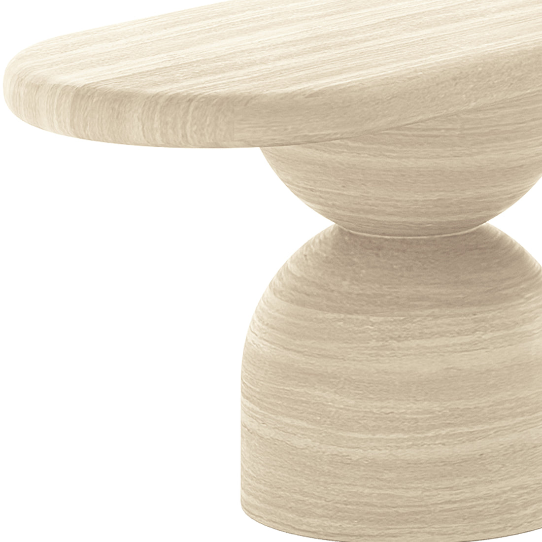 Lumen 200cm Oval Indoor/Outdoor Concrete Dining Bench Seat Beige featuring a sleek oval design with cone-shaped base, emphasizing modern aesthetics and robust stability. Suitable for dining areas and outdoor spaces.