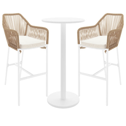 Luzon with Tablas Wicker Outdoor Package: A close-up of a chair featuring a cushion and armrest, highlighting the intricate wicker design and sturdy aluminum frame for outdoor use.