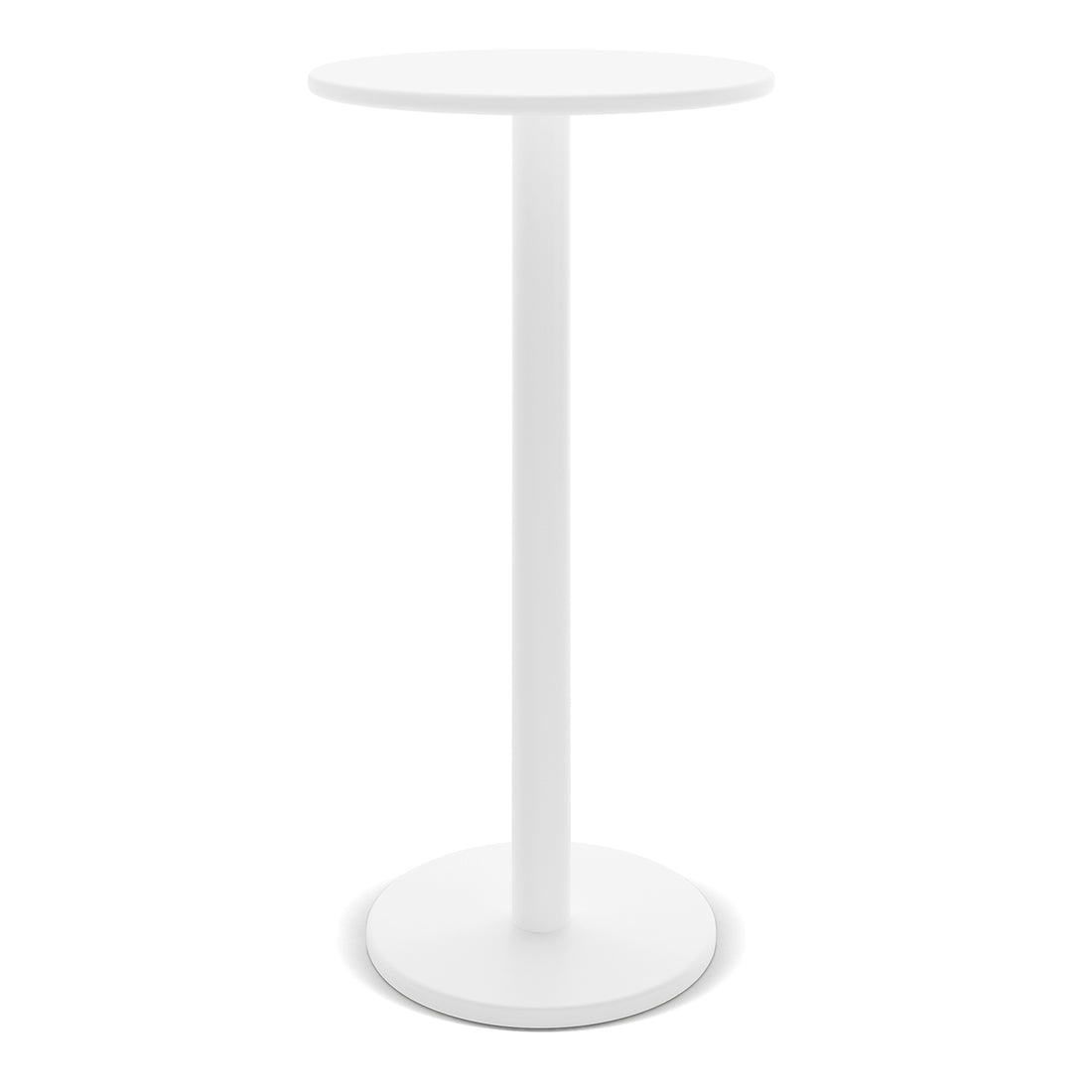 Luzon with Tablas Wicker Outdoor Package features a sleek round table with a central pole and a rectangular stool, showcasing modern design perfect for stylish outdoor settings.